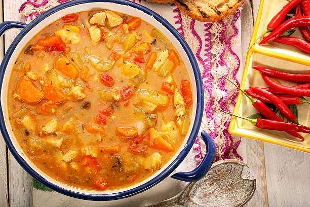 istock Chicken stew with hot chilli in bowl 629255018