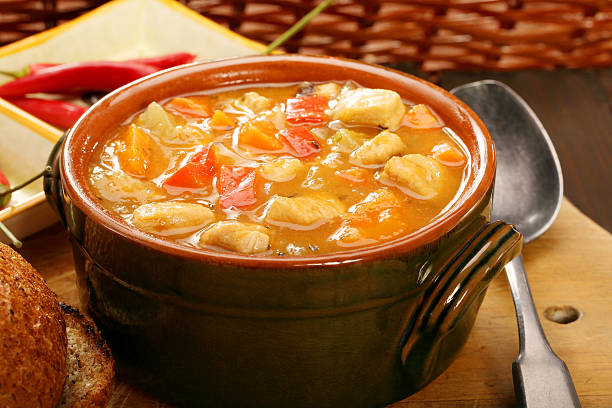 istock Chicken stew with hot chilli in bowl 629255180