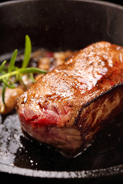 istock Beef steak on cast iron skillet 629255296