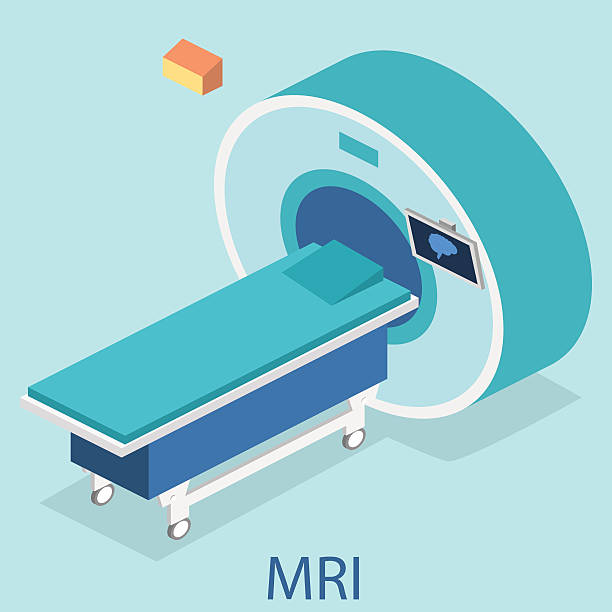 ilustrações, clipart, desenhos animados e ícones de isometric flat 3d conceito vetor hospital hospital ressonância magnética ilustração web. - medical equipment mri scanner mri scan hospital