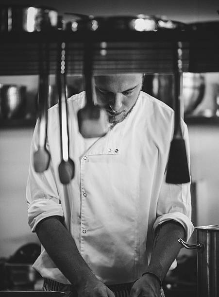 Young Chef working in a commercial kitchen.