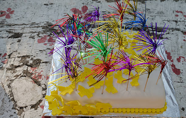 istock cake with yellow butterflies 629257340