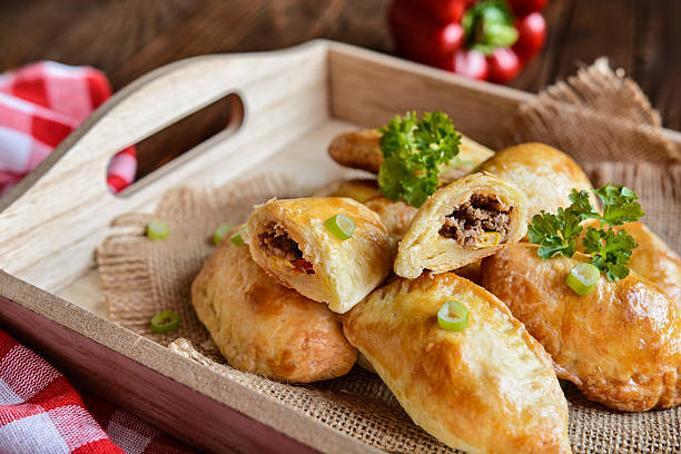 istock Traditional beef Empanadas with Aji Picante sauce 629257594