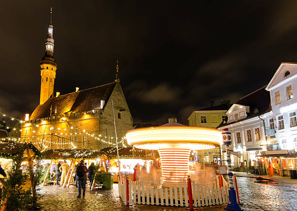 istock Christmas Market Carousel in Tallinn 629263828