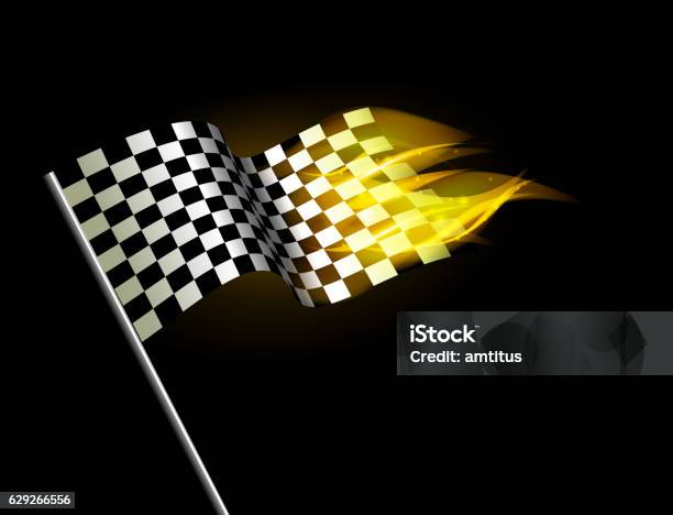 Explosion Racing Flags Racing Flag On Fire Stock Illustration - Download Image Now - Burning ...