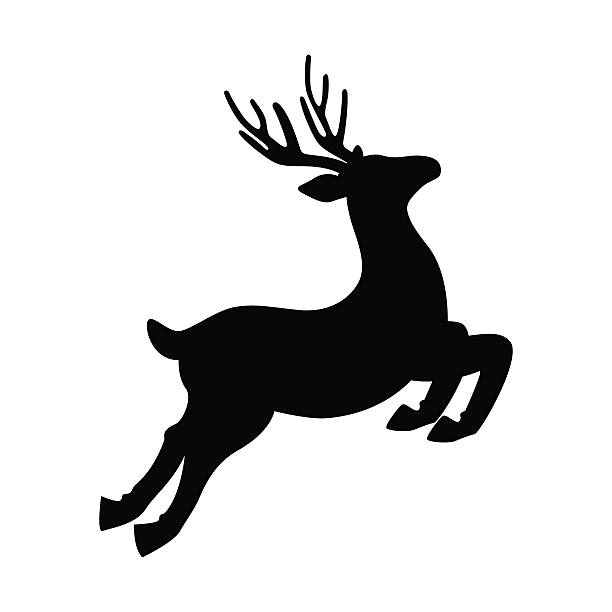 사슴 달리기 및 점프 일러스트레이션 - vector - 순록 stock illustrations