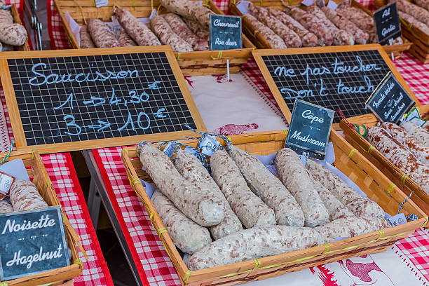 istock Sausage on a market stand in Nice 629285628