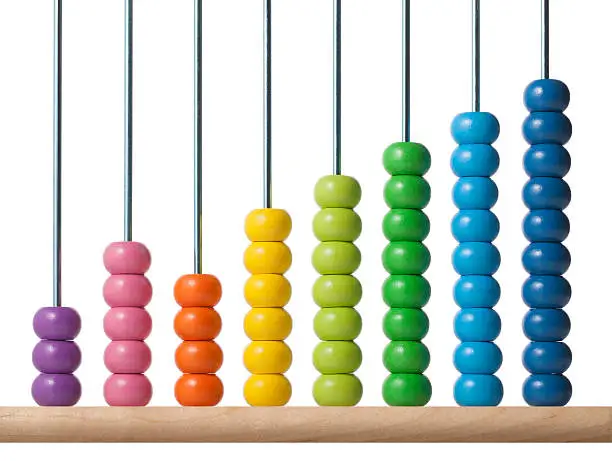 Photo of Graph. Abacus with colored beads.