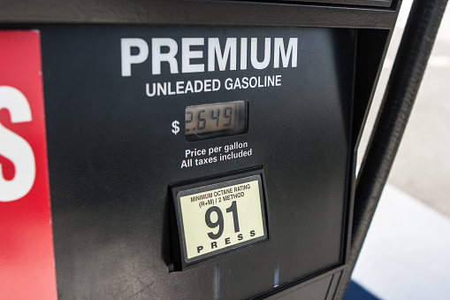 Premium gasoline at a gas station