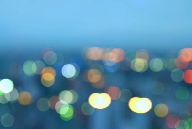 istock Blue circular bokeh background. Urban abstract texture 629293586