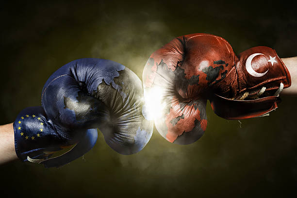 istock Political Crisis between the EU and Turkey symbolized with Boxin 629294516