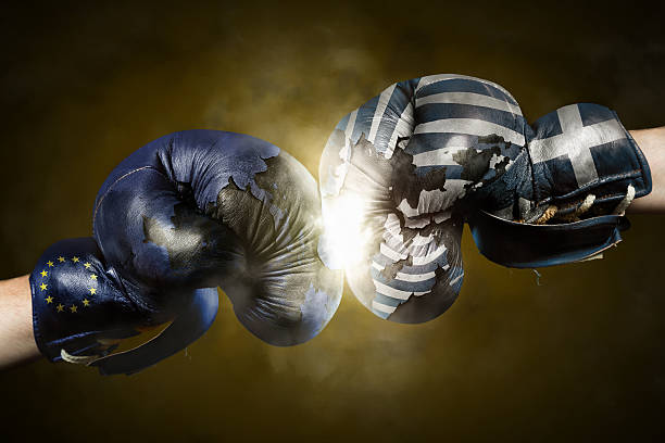 istock Political Crisis between the EU and Greece symbolized with Boxin 629294582