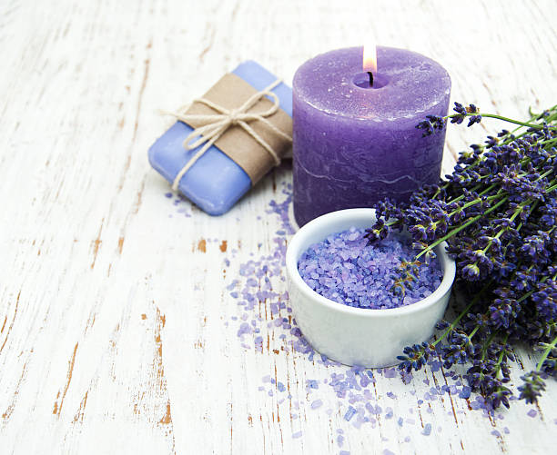 istock Lavender, sea salt and candle 629303212