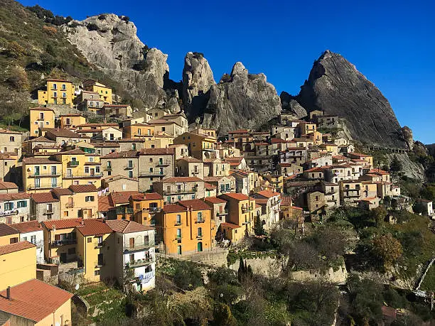 Picturesque village of Castelmezzano in Basilicata, Italy