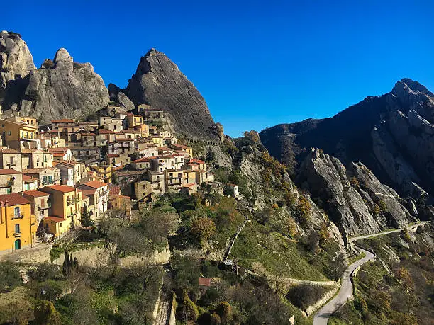 Mountain village of Castelmezzano in Basilicata, Italy