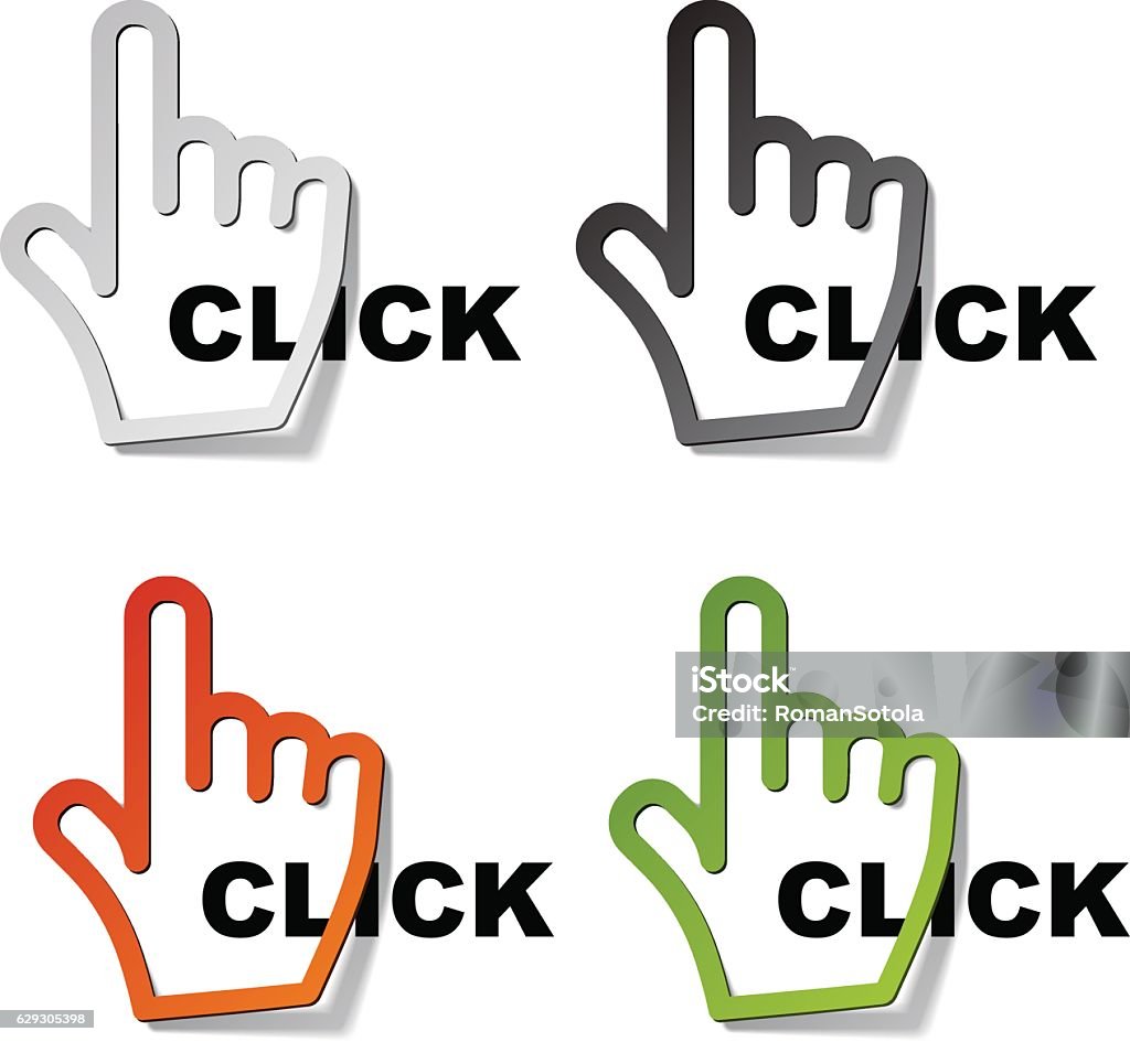 Mouse Click Sticker Click Hand Cursor Stickers Stock Illustration - Download Image Now ...