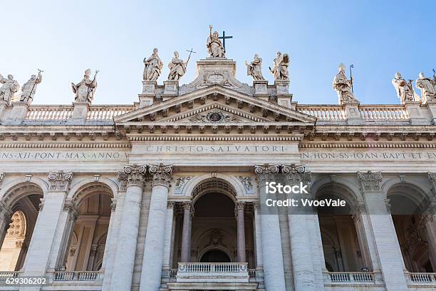 Facade Of The Lateran Basilica In Rome City Stock Photo - Download Image Now - Architecture, Basilica, Building Exterior