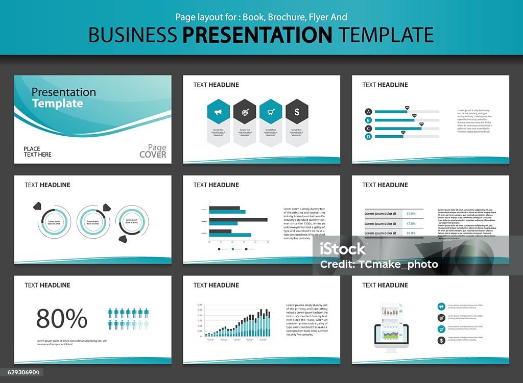 Page layout design template for business presentation Page layout design template for business presentation page with page cover background design and infographic elements design Template stock vector