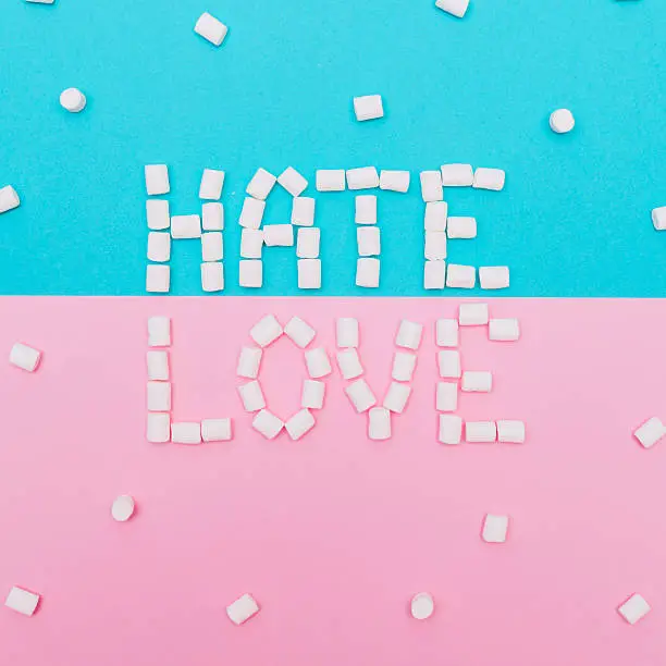 Photo of words Love and Hate by marshmallows