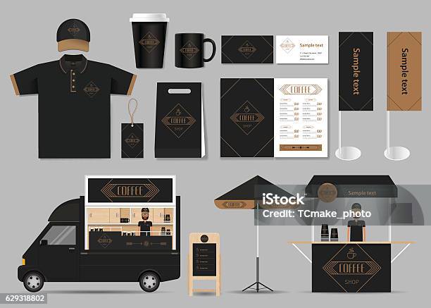 Limpiar el piso Acercarse Sustancialmente Coffee Shop And Restaurant Identity Mock Up Template With Stock  Illustration - Download Image Now - iStock