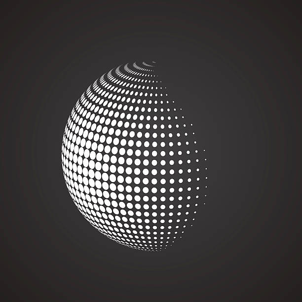 Halftone sphere. Isolated abstract earth logo Halftone sphere. Isolated abstract earth logo white color on black background. Dotted globe vector illustration. moon patterns stock illustrations