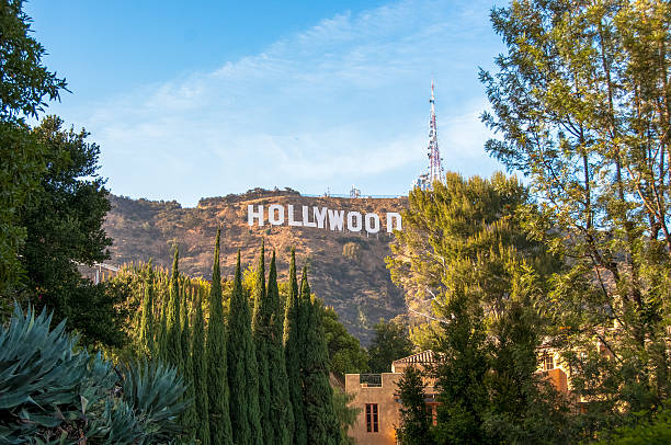 famous landmark hollywood sign in los angeles, california. - hollywood imagens e fotografias de stock