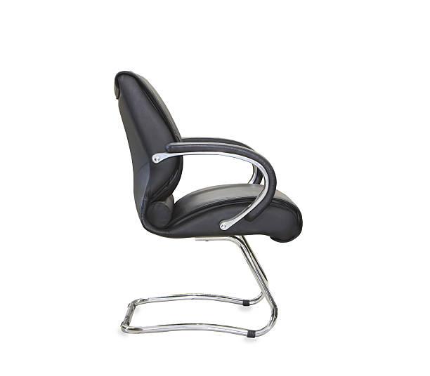 istock The office chair from black leather. Isolated 629320200