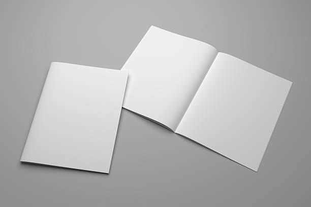 istock Blank 3D illustration magazines mockup on gray. 629320288