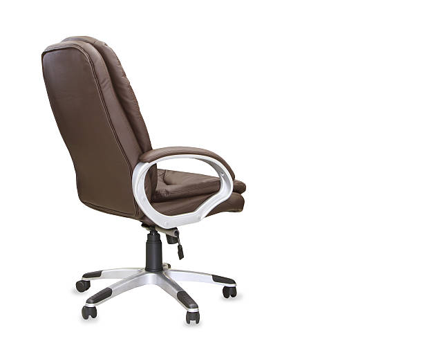istock back view of modern office chair from gray cloth. Isolated 629320382