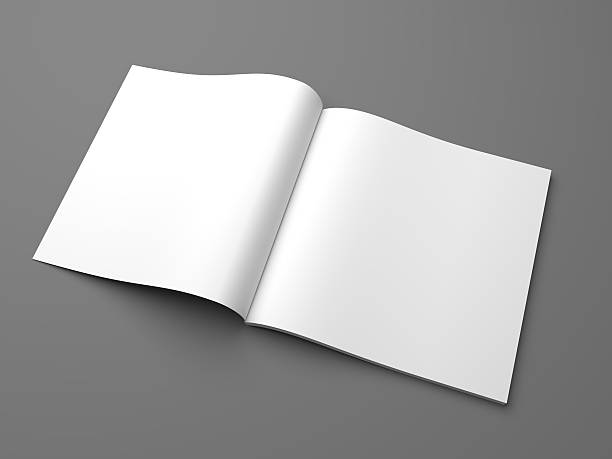 istock Opened square 3D illustration magazine mock-up on gray. 629320542