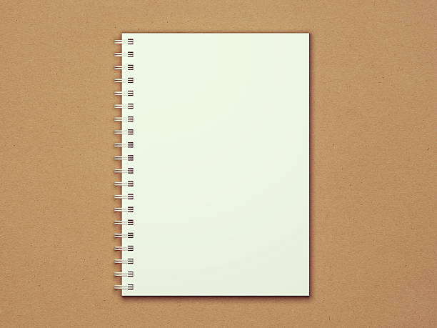 istock Vintage 3D illustration blank spiral notepad on textured recycled paper. 629320602