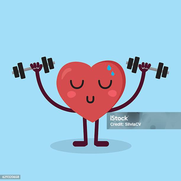 Heart Character Fitness Stock Illustration - Download Image Now - Exercising, Healthy Lifestyle, Love - Emotion