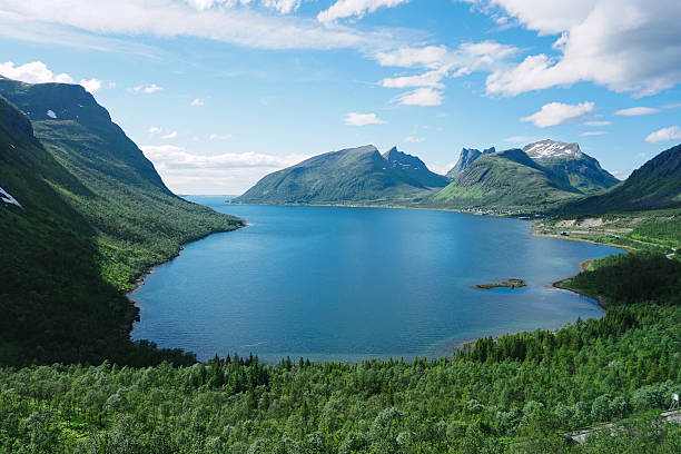 istock Panoramic View from Husfjellet Mountain on Senja Island 629320792