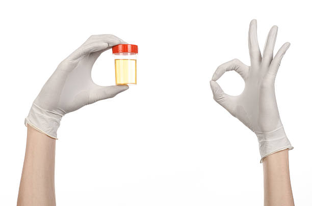istock Medical theme: doctor's hand in white gloves holding a transpare 629323644