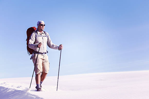 istock The journey in the desert on the white dunes. 629323740
