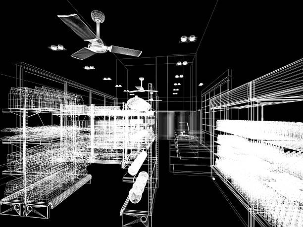 istock sketch design of supermarket ,3d  rendering 629340962