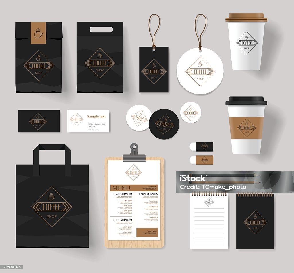 l’image de marque de l’entreprise pour les cafés et les restaurants; - clipart vectoriel de Modèle de base libre de droits