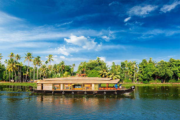 Houseboat on Kerala backwaters, India Houseboat on Kerala backwaters in Kerala, India houseboat photos stock pictures, royalty-free photos & images