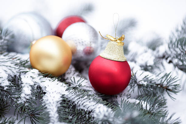 istock Christmas balls with pine branch 629355358