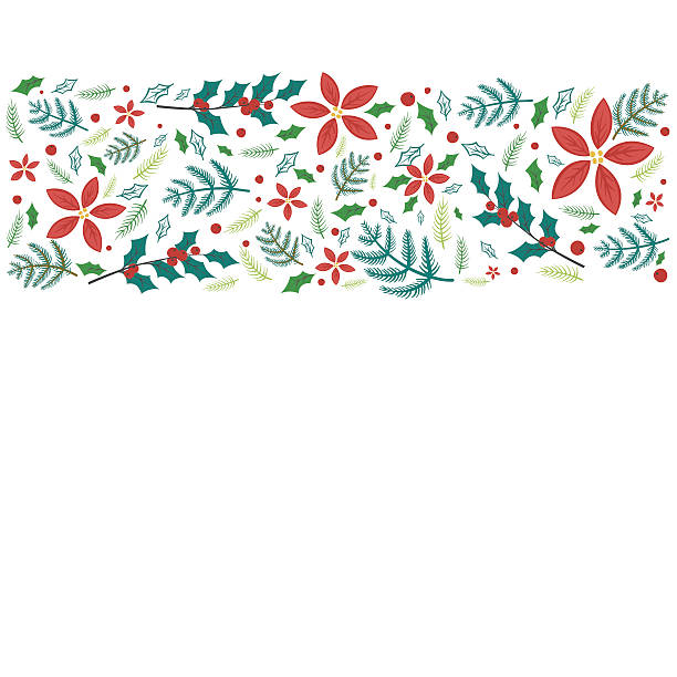 귀여운 손으로 그린 계절 크리스마스 배경 - christmas christmas tree flower frame stock illustrations