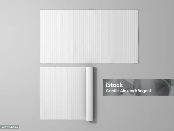 Blank White Rubber Sport Mat Mockup Isolated Stock Photo - Download Image Now - Exercise Mat, Template, Rug