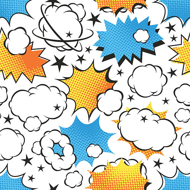 ilustrações de stock, clip art, desenhos animados e ícones de boom icons seamless pattern explosion. - cloud ideas contemplation concentration