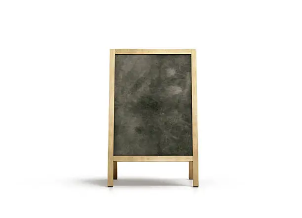 Photo of Blank outdoor chalkboard stand mockup, isolated, front view