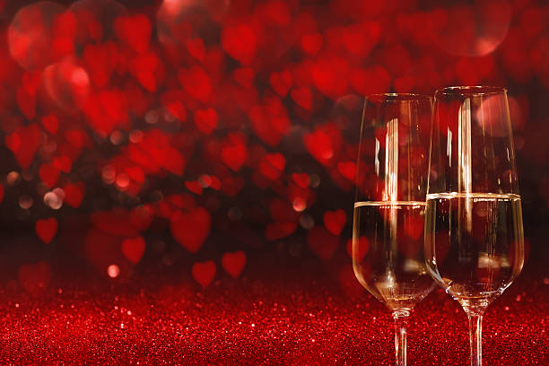 sfondo di san valentino con champagne - textraum foto e immagini stock