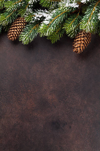 istock Christmas background with snow fir tree 629365046