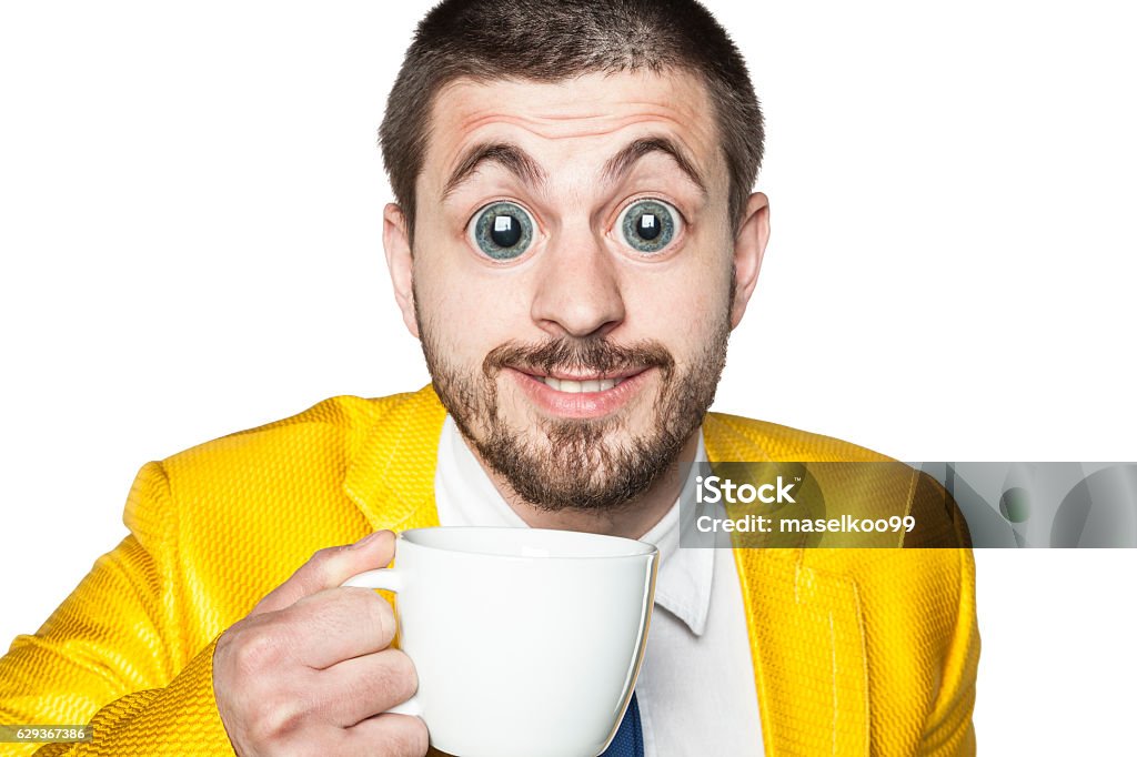 strong impact of caffeine, businessman ready for action Adrenaline Stock Photo