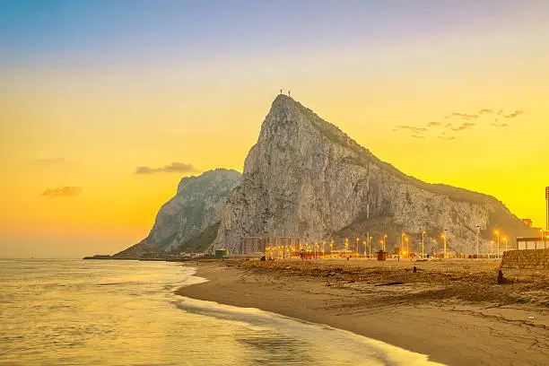 Photo of View on Gibraltar rock on sunset