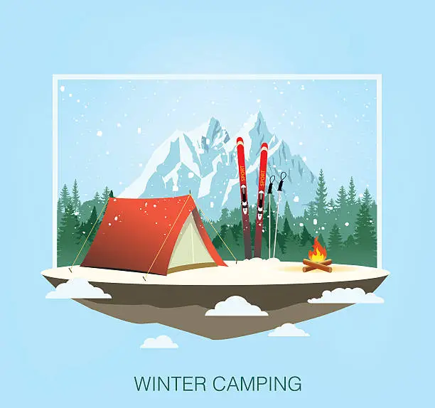 Vector illustration of Winter Camping