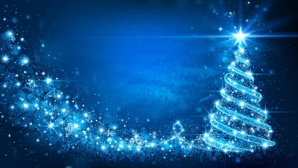 weihnachtskarte mit zauberbaum. vektor - weihnachtsbaum stock-grafiken, -clipart, -cartoons und -symbole