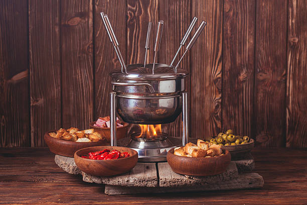 the cheese fondue - potatis sweden bildbanksfoton och bilder